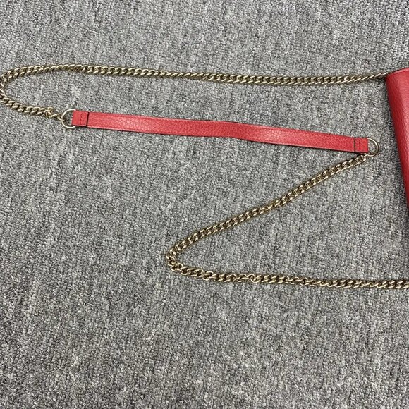 GUCCI Interlocking Wallet On Chain Red Leather Shoulder Bag 470-020725 - Picture 8 of 12